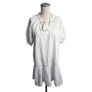 dRA Los Angeles Women's White 100% Cotton Eyelet Beach Coverup Dress NEW Size XS